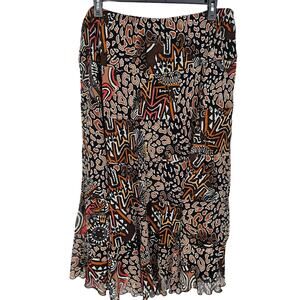 VTG Ruby Rd Black Abstract Print Southwestern Boho Midi Skirt Plus 22W Eclectic